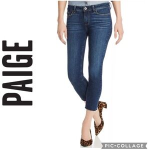 Paige Skyline Skinny Crop Raw Hem Jeans 33
